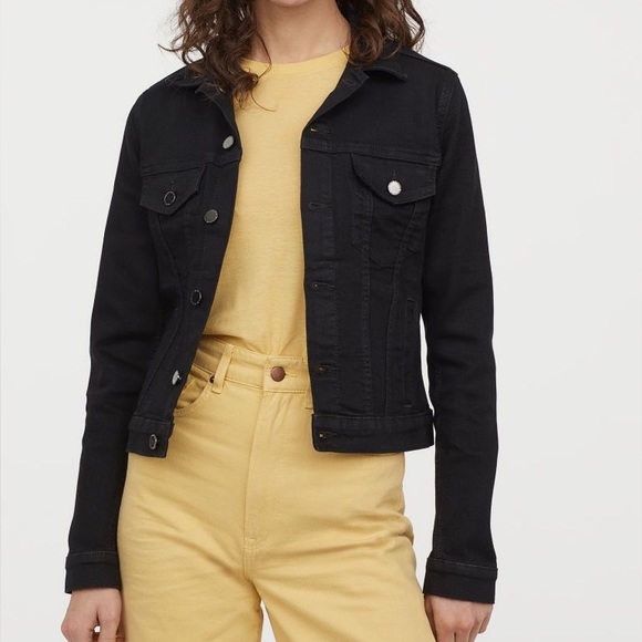 H&M Jackets & Coats Hm Black Denim Jacket Poshmark